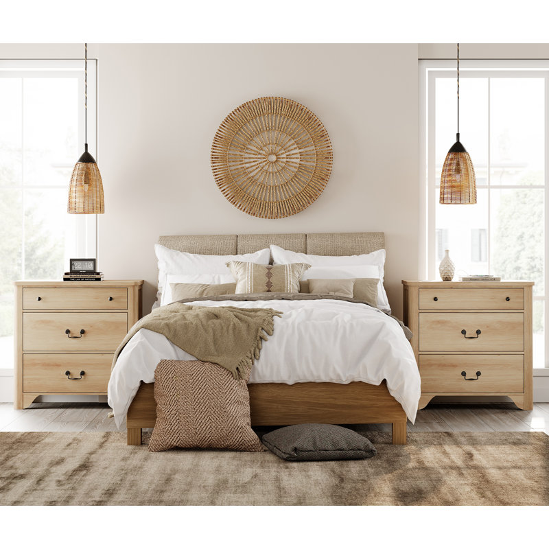 Set Of 2 Farmhouse Nightstands, Oak, 31.5", Set of 2, Oak