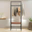 Hall Tree 65cm Wide Industrial Coat Rack Stand With 2 Shoe Storage Shelves