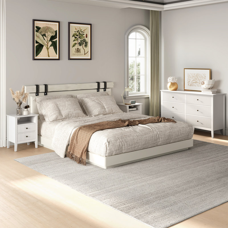 3-Piece Furniture Set, 6 Drawer Dresser And Nightstands Set Of 2