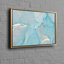 Toile d'art moderne en marbre turquoise avec peinture abstraite argentée, idéale pour une décoration murale contemporaine dans un décor élégant
