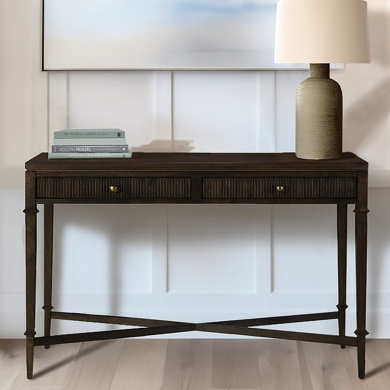 Console à 2 cannelures en brun foncé - Rehausse le décor du salon avec son espace de rangement