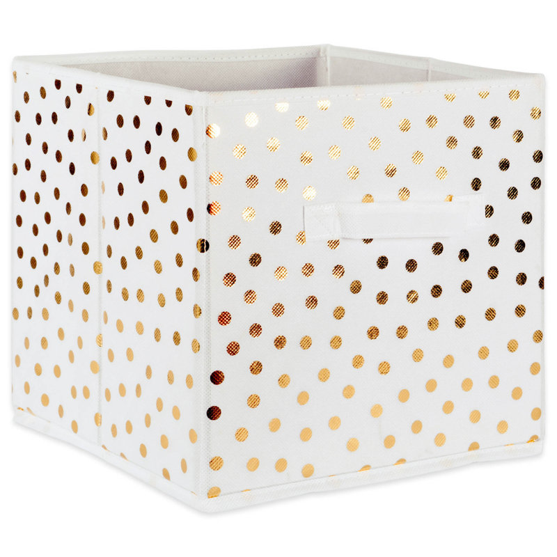 Ensemble de cubes ou bacs en tissu non tissé 4 pièces Alverson, Blanc et or