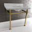 Lavabo console en marbre Carrara de 36 pouces avec pieds en acier inoxydable Kingston Monarch Kingston (8 pouces, 3 trous)-51154833