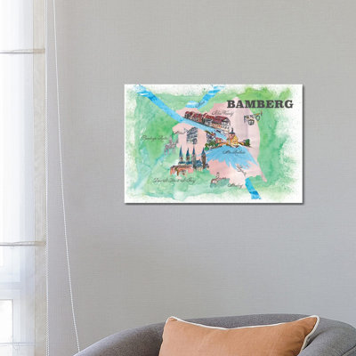 Bamberg, Germany Travel Poster by Markus & Martina Bleichner - Wrapped Canvas Gallery-Wrapped Canvas Giclée