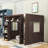 Queen Wooden Loft Bed With Storage Shelves, Ladder And Guardrails-377179326