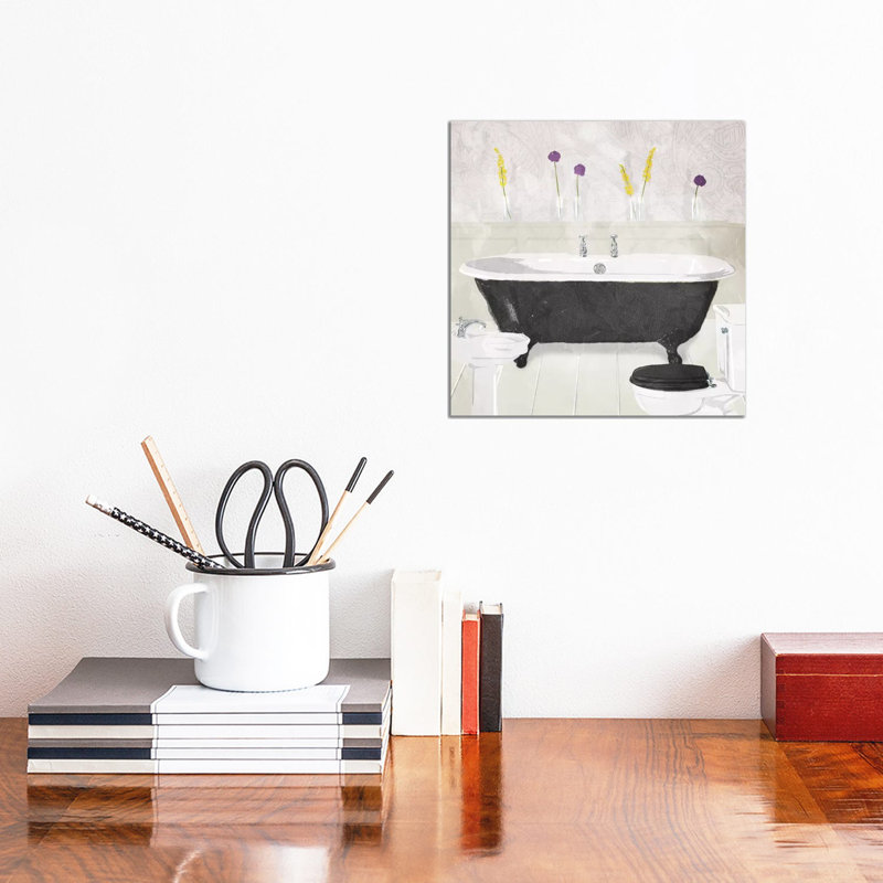 Bathroom Florals Mate by Milli Villa - Wrapped Canvas Painting, 30.48 cm H x 30.48 cm W