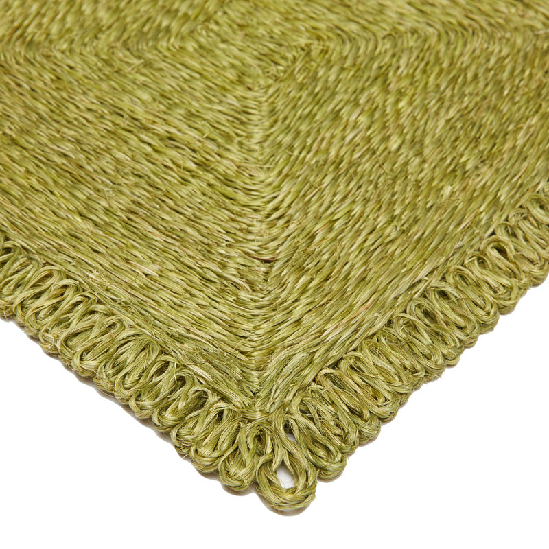 Loopy Square Place Mat, Olive Green