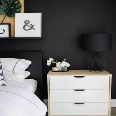 Black Self-adhesive Peel And Stick Wallpaper, Removable Vinyl Film For Walls, Shelves, Tables, And Doors