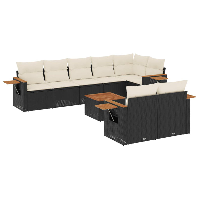 Vidaxl Garden Sofa Set Black, Cream White