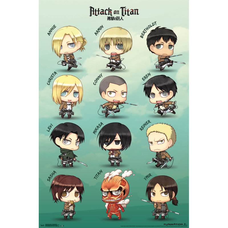 Reproduction d’art sur papier à l’attaque titan-chibi