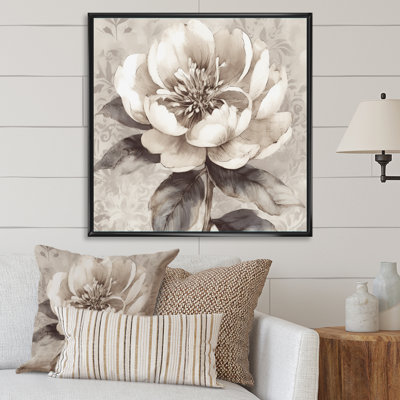 Grey Peonies On Branch I - Peonies Wall Art