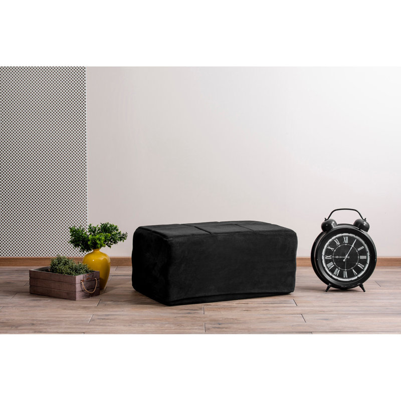 Repose-pieds rectangulaire de 35,4 po de largeur, 100 % polyester noir