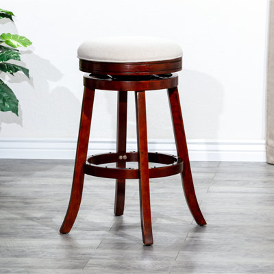 Tabouret de bar de 30 po, finition cerisier, siège en tissu beige, pivotant à 360 °, bois franc, rehausse la cuisine et le tabouret avec siège. Élégant et fonctionnel. Siège pivotant. Fabrication en bois franc. Ajoute de la beauté