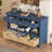 Vintage Wood Accent Chest, Console Table With 3 Water Hyacinth Woven Baskets-109212256