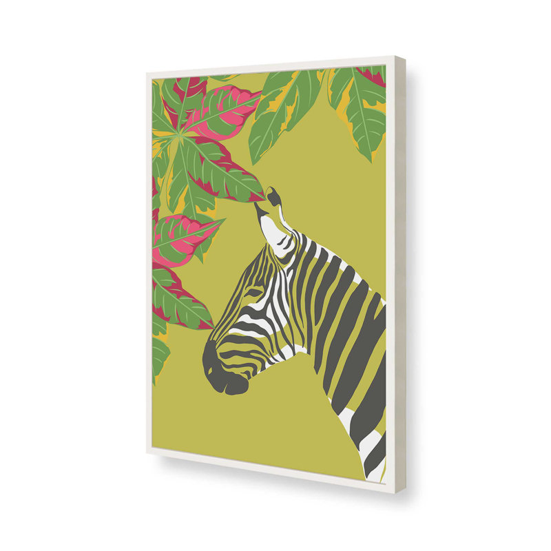 Imprimé Zebra's Tropical Retreat dans un cadre blanc, 10 po x 8 po