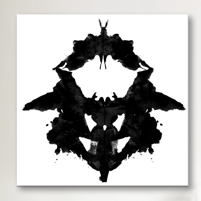 «Albree Modern Dancing Butterfly Inkblots», impression sur toile, H 12 po x l 12 po x P 0,75 po, Pas de tapis, Toile tendue