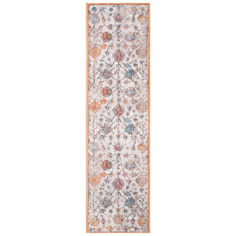 Tapis oriental gris / orange Gardner, Tapis de couloir 2 pi 3 po x 8 pi