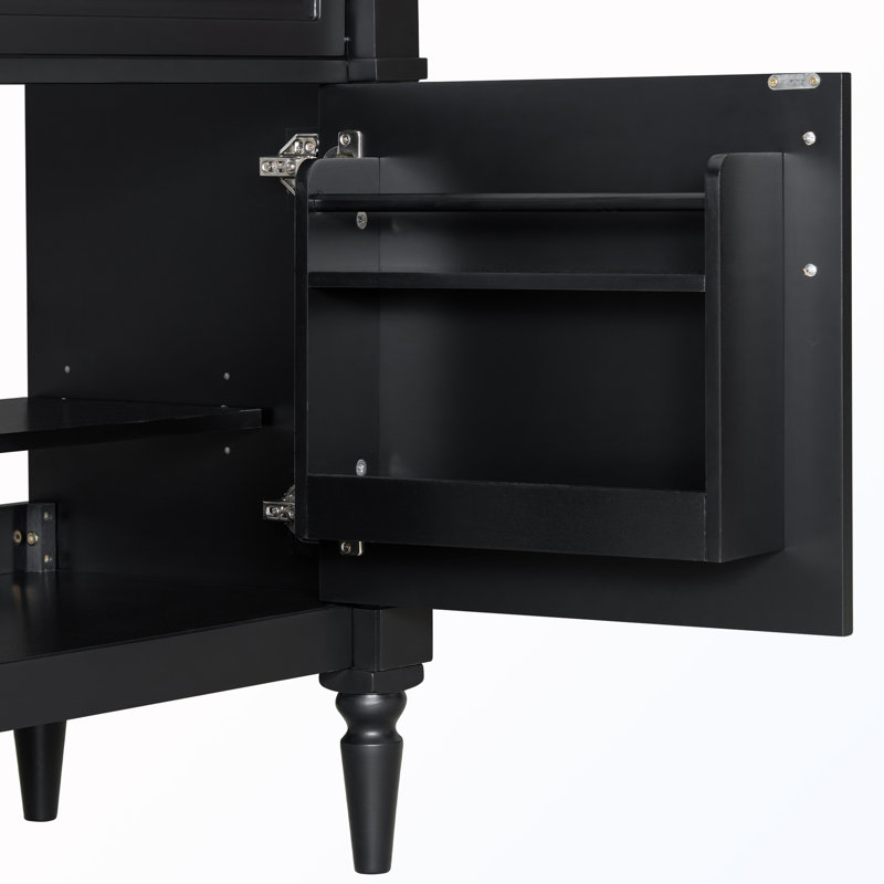 Freestanding Bathroom Cabinet With Flip Drawer, Black