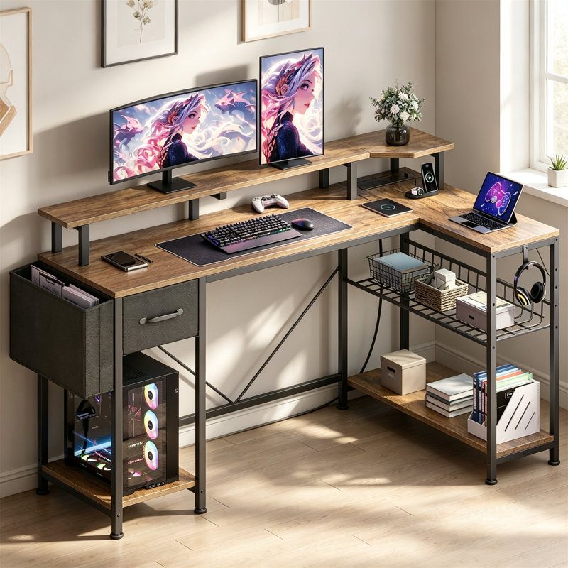 L-Shaped MDF Computer Desk