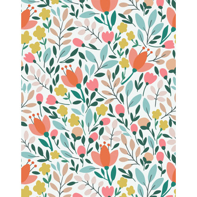 Ormiston Modern Illustrated Delicate Floral Wallpaper