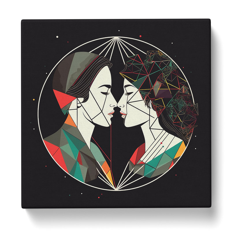 Lovers Geometric No.2 - Wrapped Canvas, 35cm H x 35cm W x 3cm D