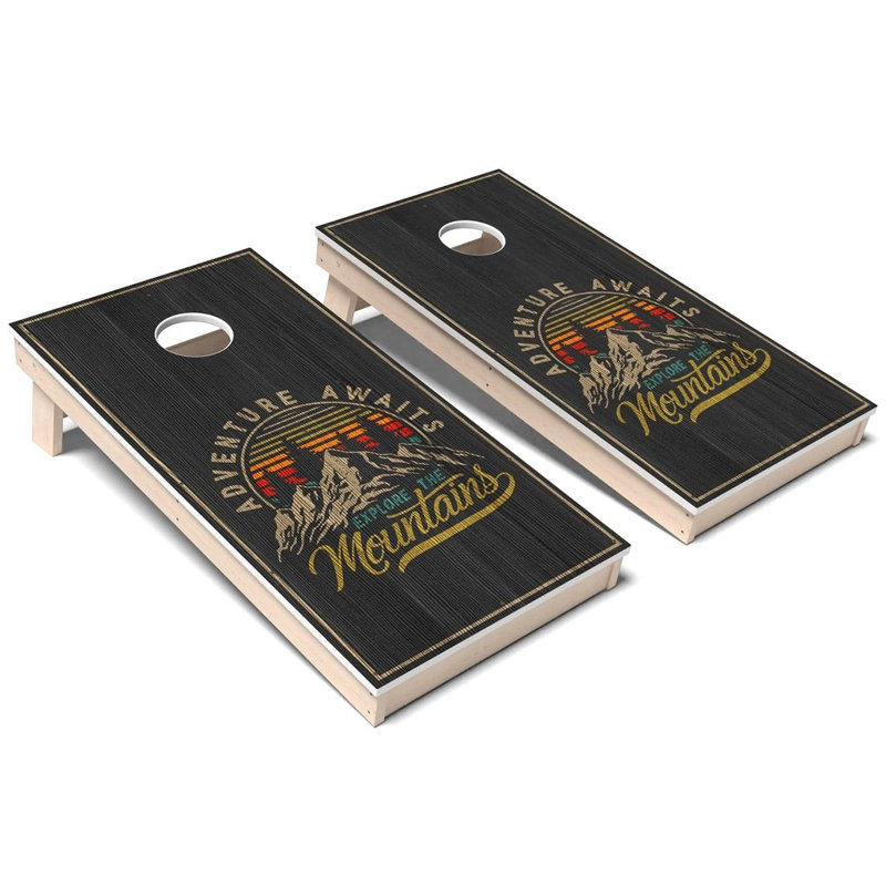 Ensemble de planches en cornhole Adventure Awaits, Ajouter un étui et des lumières