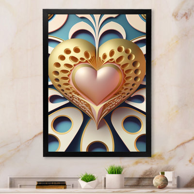 «Shining Contemporary Gold Heart III», reproduction sur toile