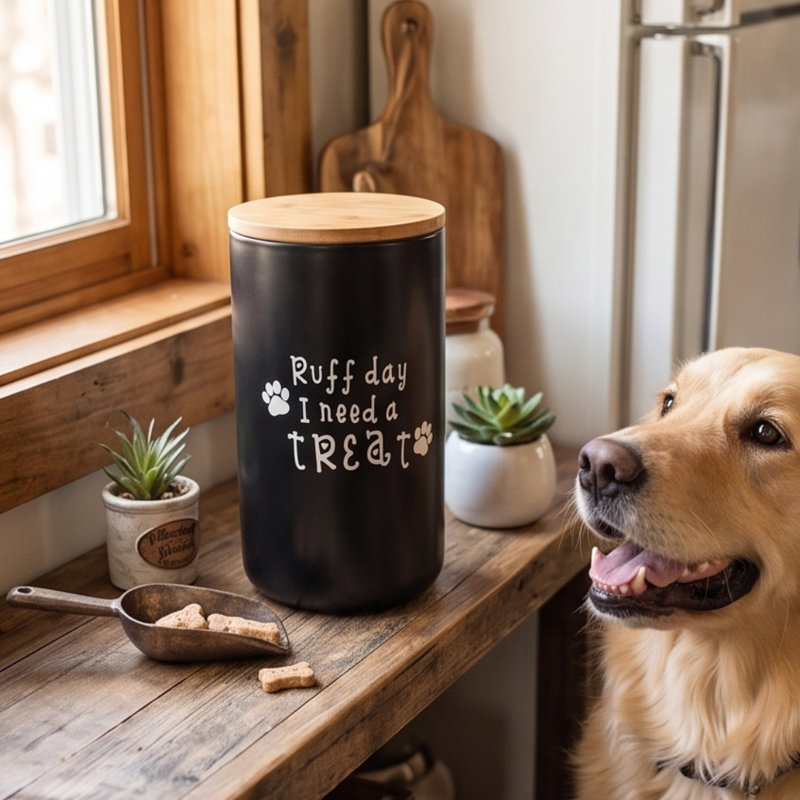 Pot pour chien en céramique, Ruff Day, noir