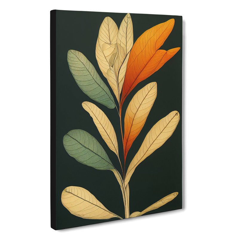 Pretty Leaves Art No.2 - Wall Art, 50cm H x 35cm W x 3cm D, Wrapped Canvas