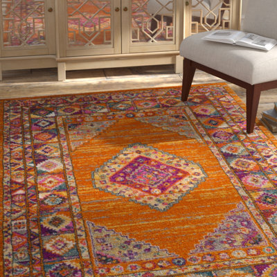 Christa Southwestern Orange/Fuchsia Area Rug