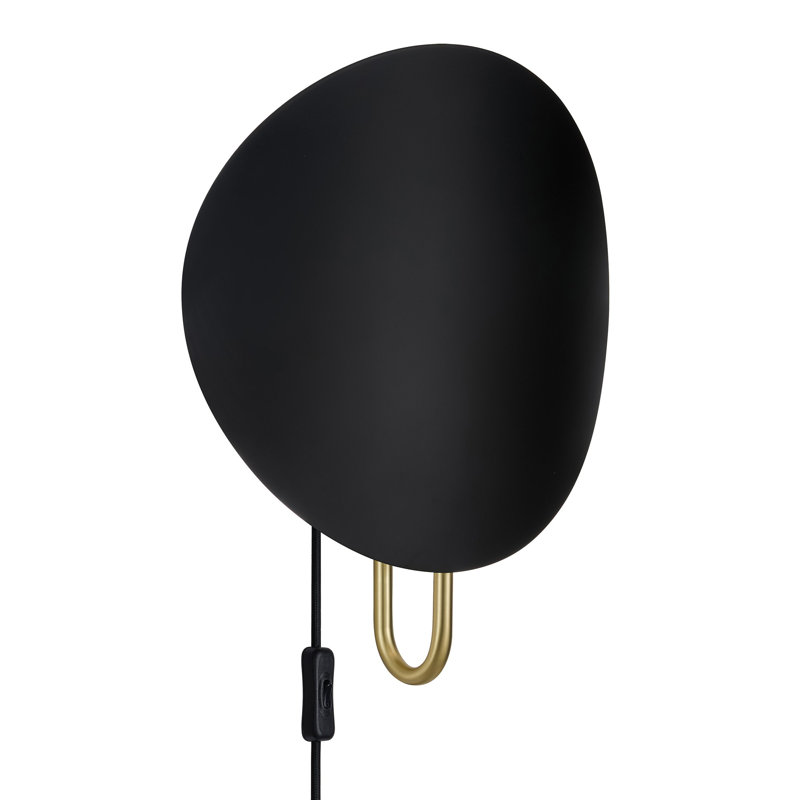 Steel Flush Mounted Sconce, Black/Brass