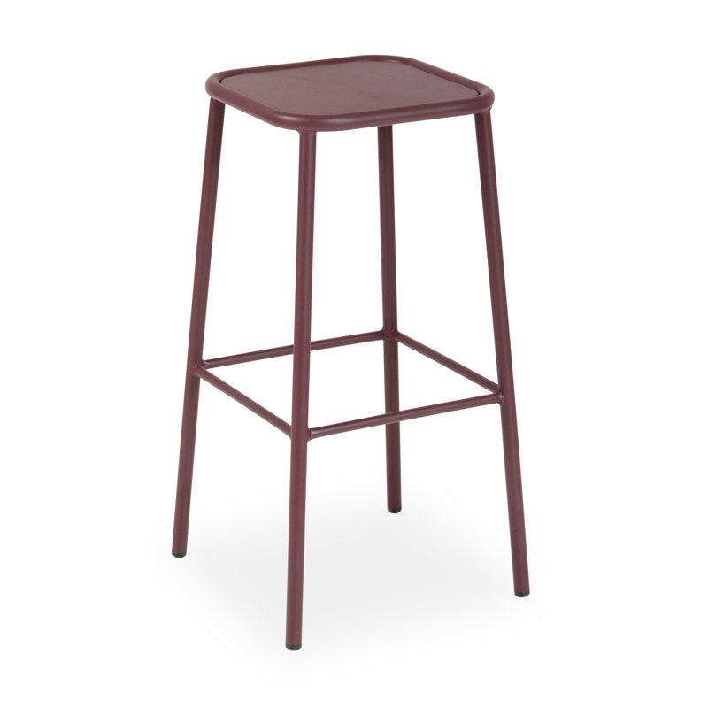Shel Steel Outdoor Stool, Bordeaux