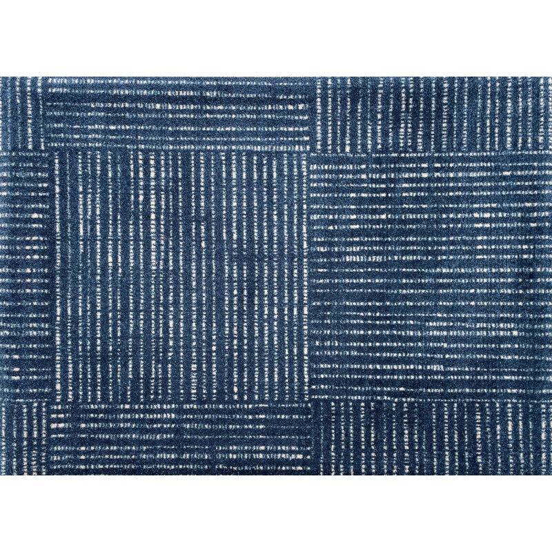Tapis en toile bleu marine lavable 2x3, Bleu