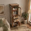Armoire de rangement Farmhouse Tall Narrow - Armoire à linge en bois rustique avec 2 tiroirs et 2 portes, armoire de plancher de salle de bain autoportante pour salon, couloir, cuisine (rustique)-1364880091