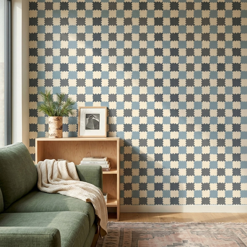 Papier peint géométrique Ikat, Peel and Stick
