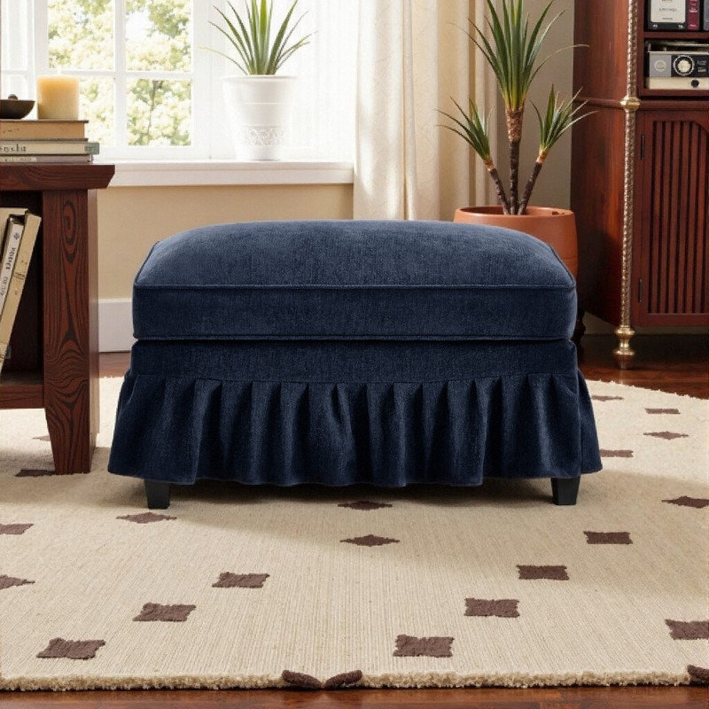 Repose-pieds en chenille 35 po avec jupe amovible, repose-pieds multifonctionnel et table basse A devant, Bleu