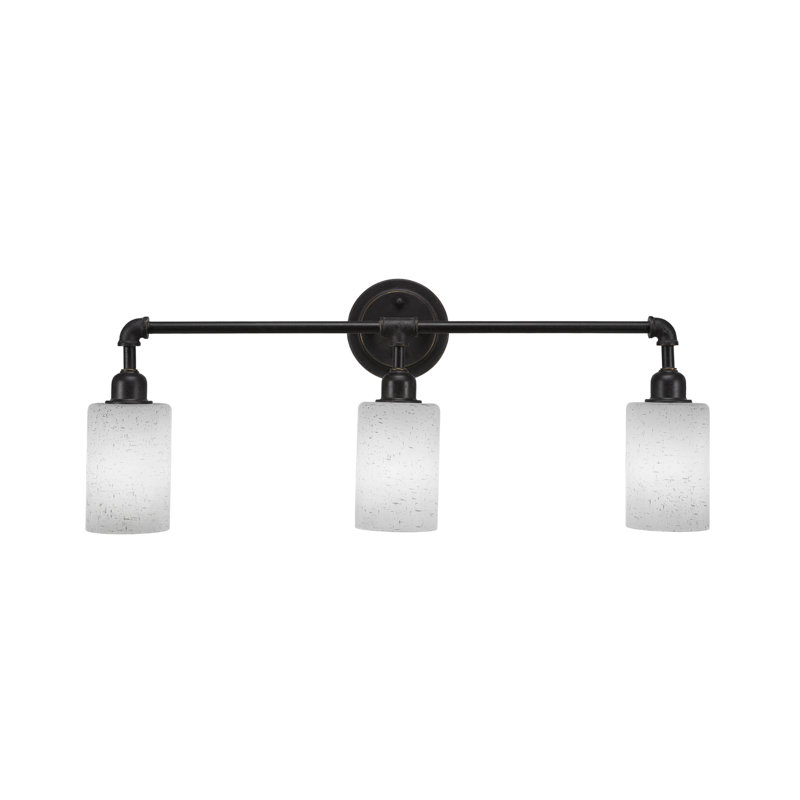 Vintage 3 Light Bath Bar Shown In Dark Granite Finish with 4" White Muslin Glass
