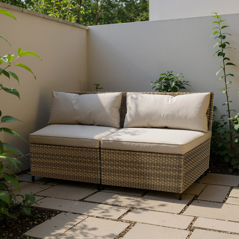 Causeuse d'extérieur Pe Wicker, Beige