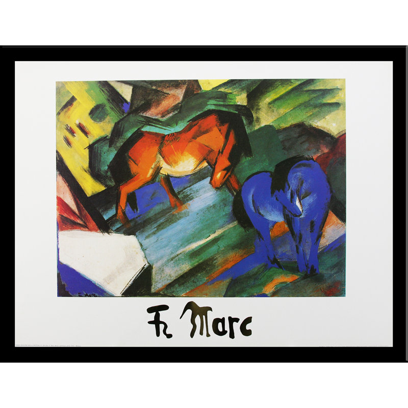 «Rotes Und Blaues Pferd» par Franz Marc, affiches d'art encadrées - 24 x 32 po