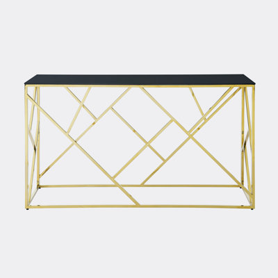 Tyeisha 55"" Console Table,Entryway table,Hoyer table with  Metal Frame and Tempered Glass Top -  Mercer41, 92D4E8E2AF9C43DC83828759CDFE6E25