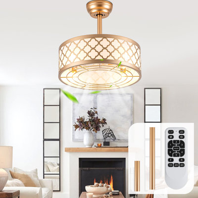 Ventilateur de plafond en cage 18 "doré avec lumières et télécommande