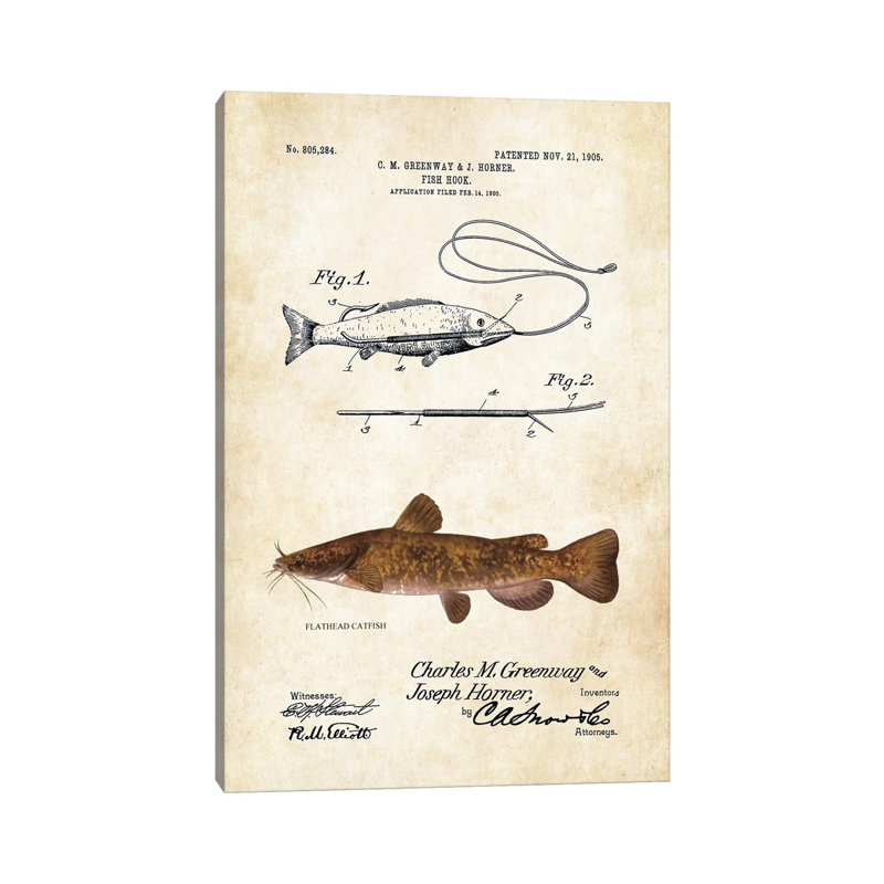 «Flathead Catfish Fishing Lure» par vern77 - impression sur toile tendue, H 26 po x l 18 po x 1,5 po