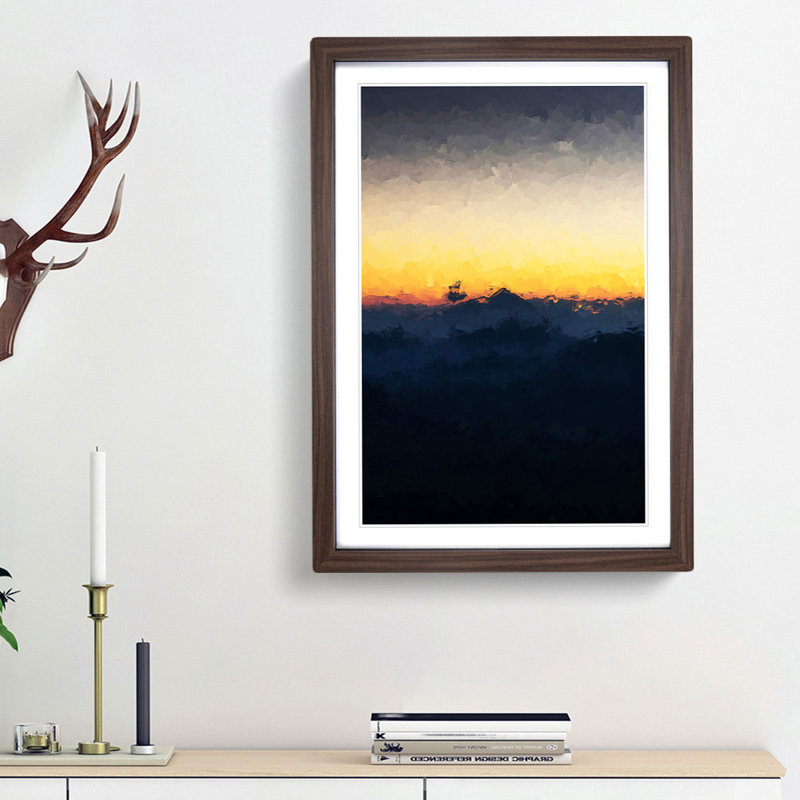 Mountain Sunrise in Italy in Abstract - Picture Frame Graphic Art Print, Walnut Framed, 87cm H x 62cm W x 2cm D