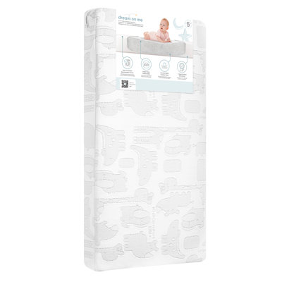 Dream On Me Baby Fairy Animals 5" Full-Size Crib & Toddler Mattress, Tencel Cover, Breathable, Water-Resistant, Removable Machine-Washable Cover, 52" x 28" x 5"