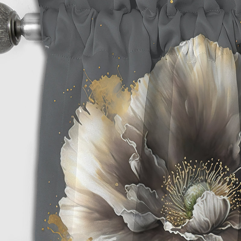 Bouquet de fleurs gris doré I - rideau occultant floral - 1 panneau, L 52 po x L 95 po