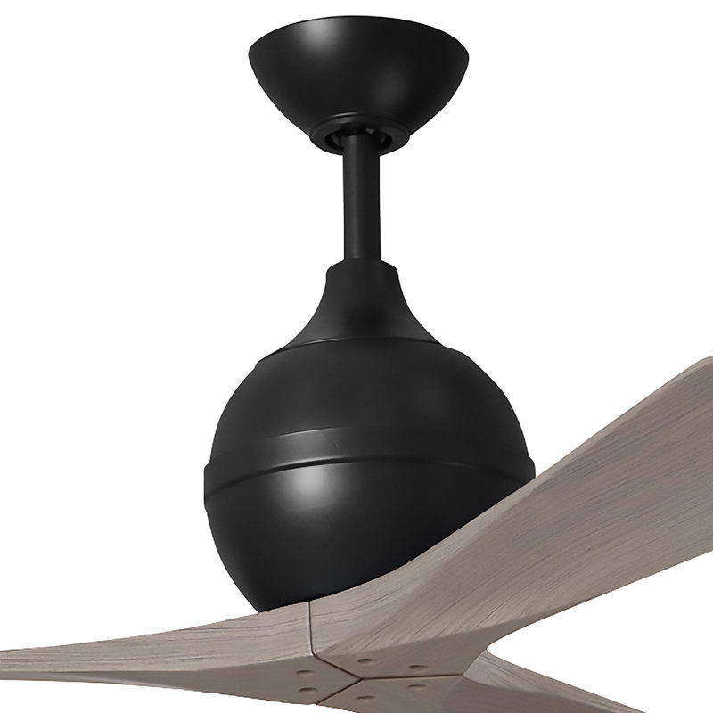Ventilateur de plafond à 3 pales Irene, Noir mat, L 42 po, Ton bois de frêne gris