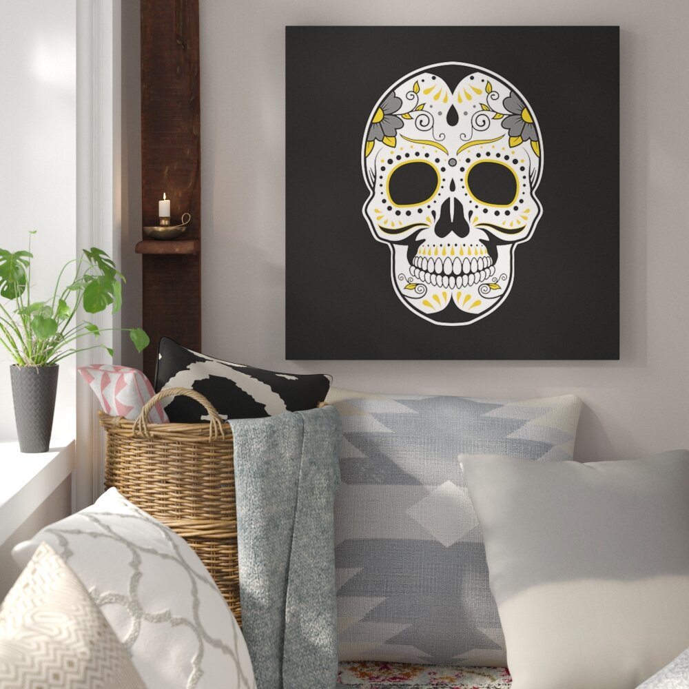 Bungalow Rose Mexican Sugar Skull Art On Canvas Print Wayfair