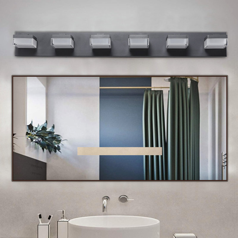 6 - Miroir de salle de bain noir à DEL - Illumination de la table de maquillage, Matte Black