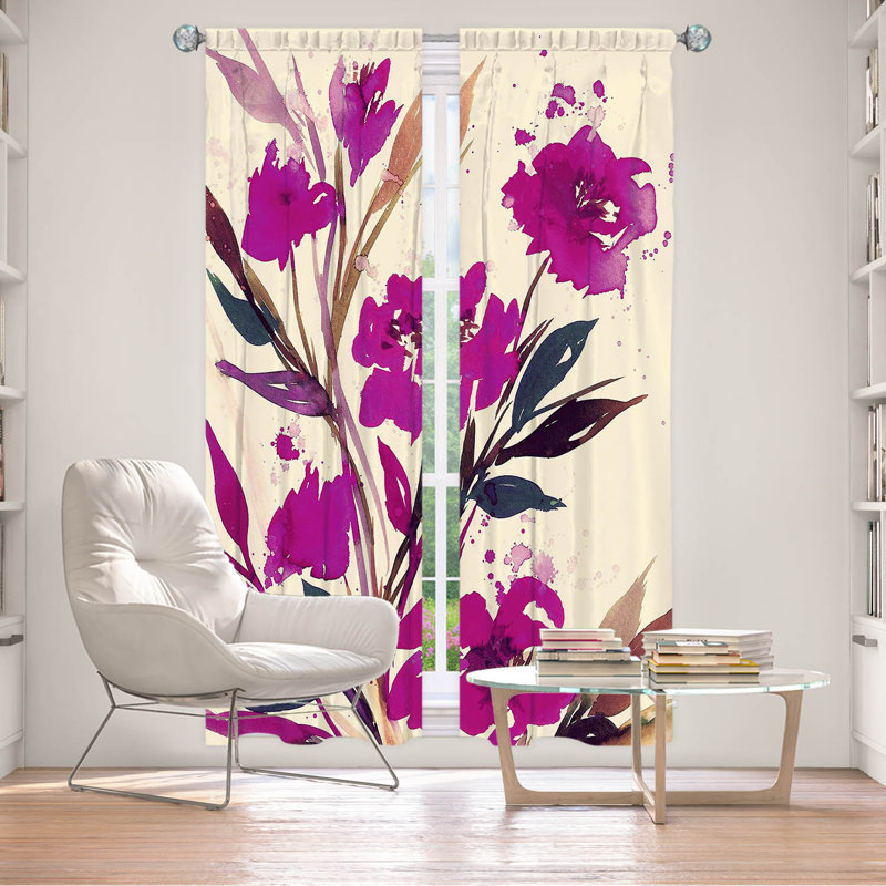 Rideau en polyester, L 20 po x L 61 po, Rose