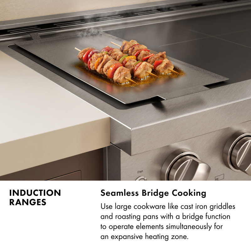 ZLINE Autograph 30 in. Satin Stainless Paramount Induction Range with 4 Elements & Gold Accents, Champagne Bronze